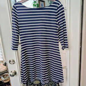 💙 KATE SPADE NEW YORK Boatneck Navy & White Cotton A-Line Dress XL